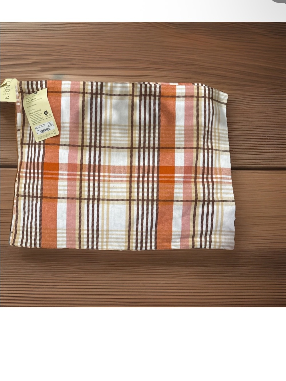 UNIQLO Orange Plaid Table Runner - Home Other